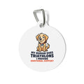 Pet Tag — Cute Golden Retriever "My Human Does Triathlons I Provide Emotional Support" ID Tag
