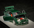 PGM 1:64 R34 Z-TUNE Green Rocket Bunny R35 Matte Black / GTR R32 Metallic Grey Diecast Model Car