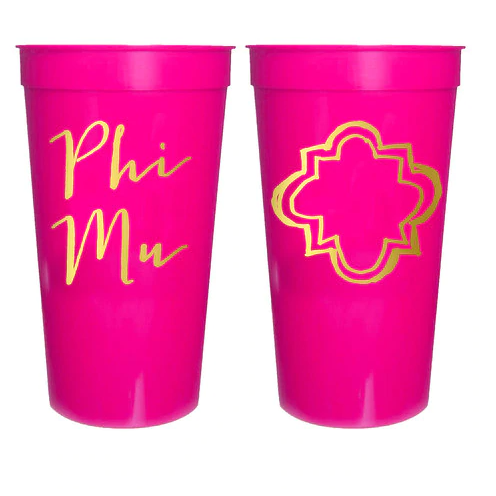 Phi Mu Gamma Sorority Stadium Cup with Gold Foil Print