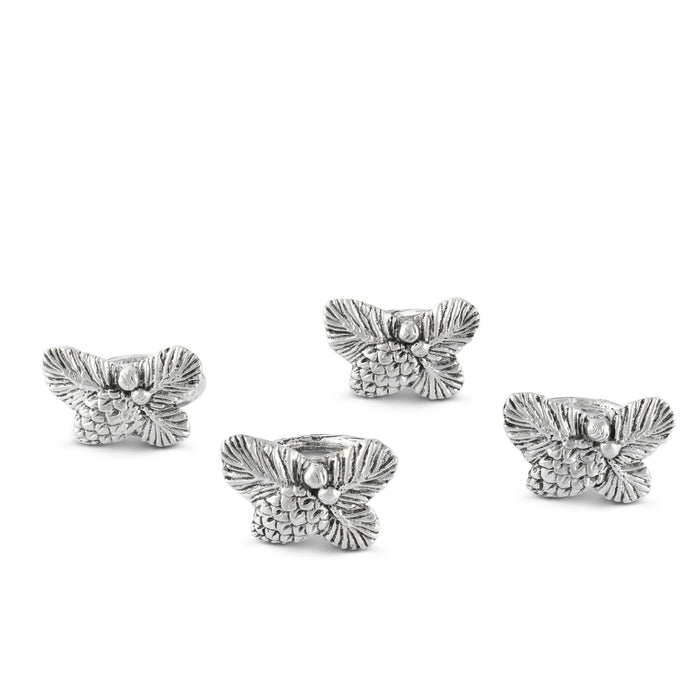 Arthur Court Pine Cone Forest Pattern Napkin Rings Set of 4 Product Image