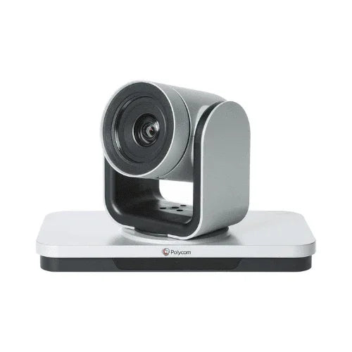 A certified refurbished Polycom Eagle Eye IV MPTZ-10 1080P camera (NO ADAPTER), silver and black, is mounted on a rectangular base and faces forward against a plain white background. Brand: Polycom.