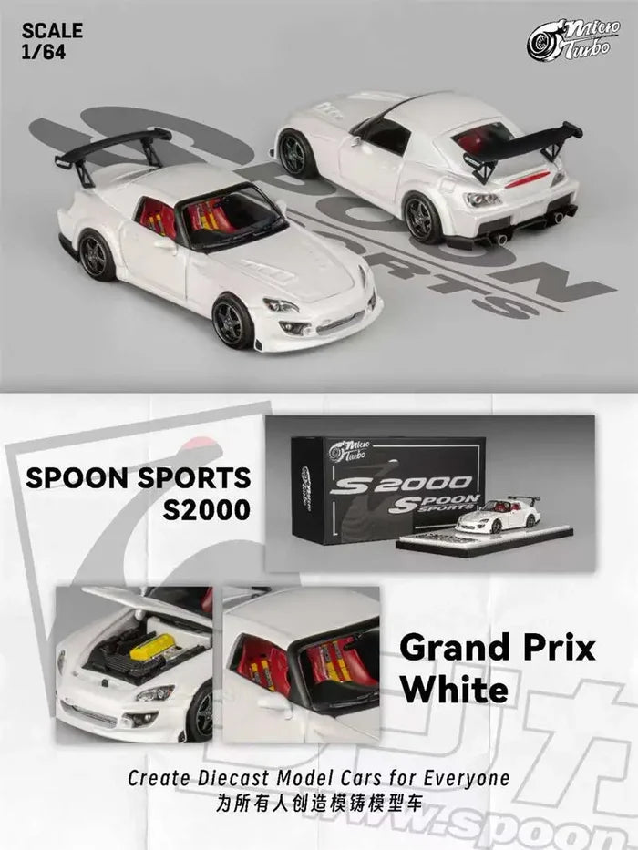**Pre-Order** Micro Turbo 1:64 Spoon Sports S2000 Grand Prix White limited999 Diecast Model Car