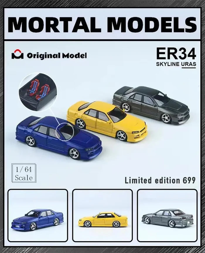 **Pre-Order** Mortal x OM 1:64 Skyline ER34 limited699 Diecast Model Car