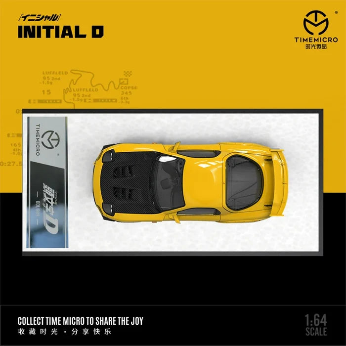 **Pre-Order** Time Micro 1:64 RX-7 Initial D yellow Limited999 Diecast Model Car