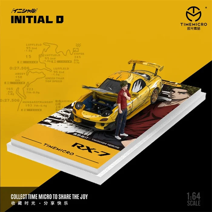 **Pre-Order** Time Micro 1:64 RX-7 Initial D yellow Limited999 Diecast Model Car