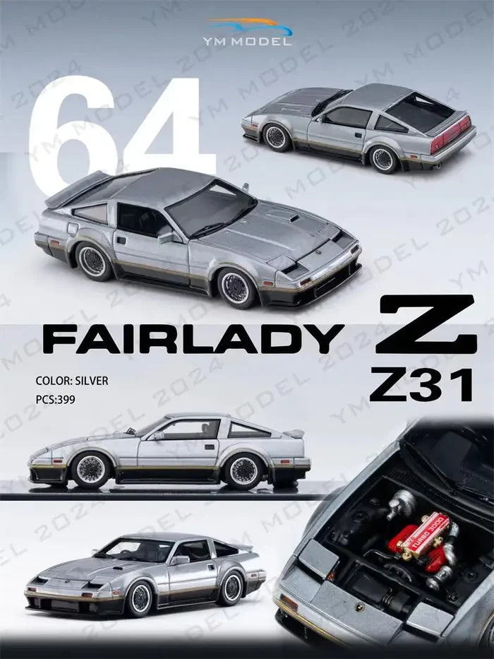 **Pre-Order** YM model 1:64 Z31 300SX Silver limited399 Resin Model Car