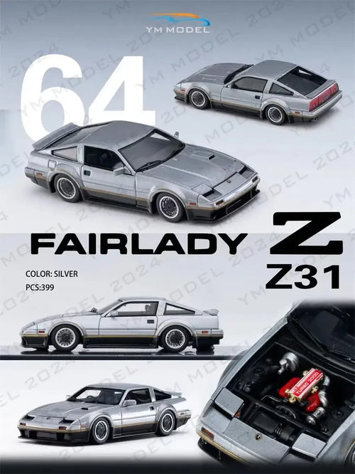 **Pre-Order** YM model 1:64 Z31 300SX Silver limited399 Resin Model Car