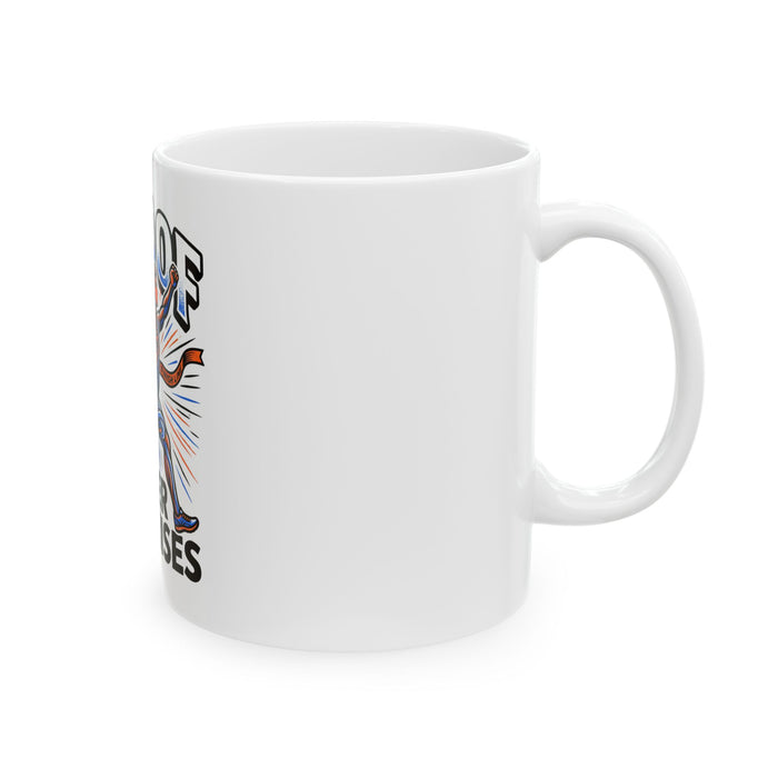 Proof Over Promises Ceramic Coffee Mug — Motivational Runner/Biker Design (11oz, 15oz)