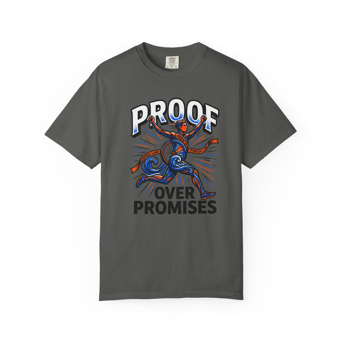 Proof Over Promises T-Shirt — Motivational Runner Graphic Tee