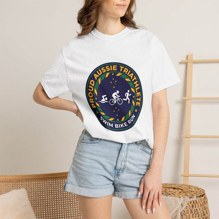 Proud Aussie Triathlete Bella+Canvas Unisex Tee — Swim Bike Run Auss
