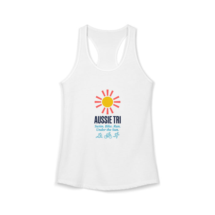 Proud Aussie Triathlete Women's Racerback Tank — Swim Bike Run Aussie Triathlete Gear