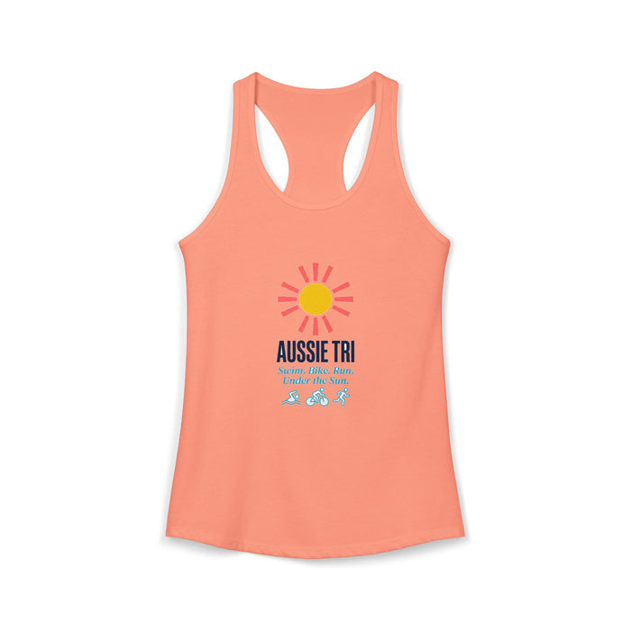 Proud Aussie Triathlete Women's Racerback Tank — Swim Bike Run Aussie Triathlete Gear