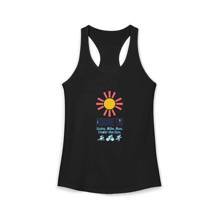 Proud Aussie Triathlete Women's Racerback Tank — Swim Bike Run Aussie Triathlete Gear