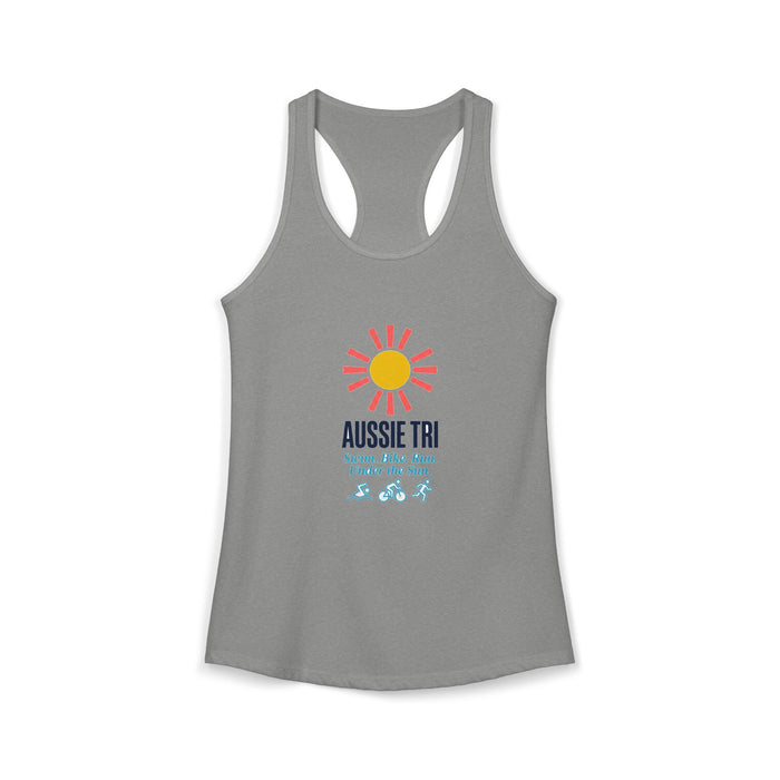 Proud Aussie Triathlete Women's Racerback Tank — Swim Bike Run Aussie Triathlete Gear