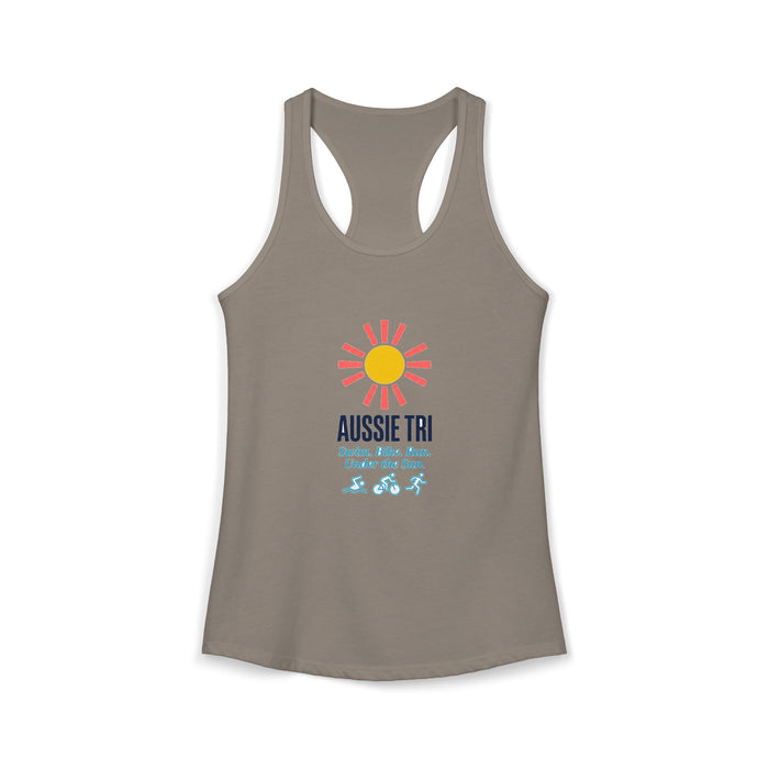 Proud Aussie Triathlete Women's Racerback Tank — Swim Bike Run Aussie Triathlete Gear