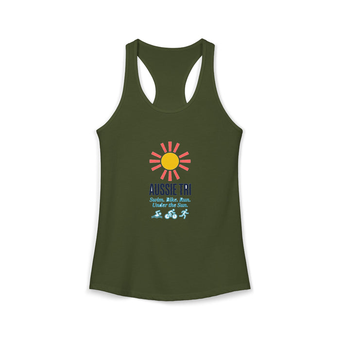 Proud Aussie Triathlete Women's Racerback Tank — Swim Bike Run Aussie Triathlete Gear