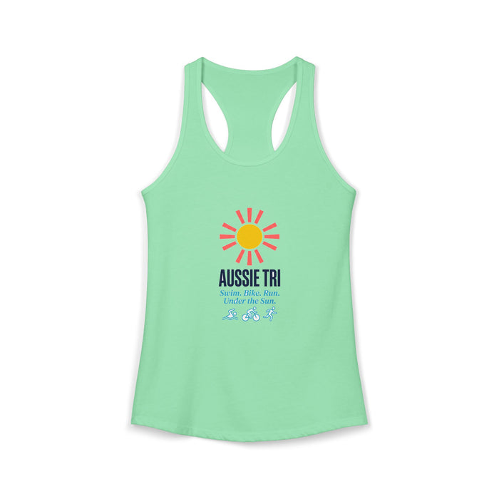 Proud Aussie Triathlete Women's Racerback Tank — Swim Bike Run Aussie Triathlete Gear