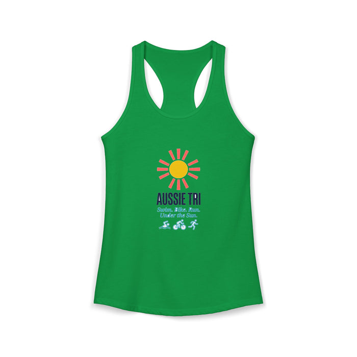 Proud Aussie Triathlete Women's Racerback Tank — Swim Bike Run Aussie Triathlete Gear