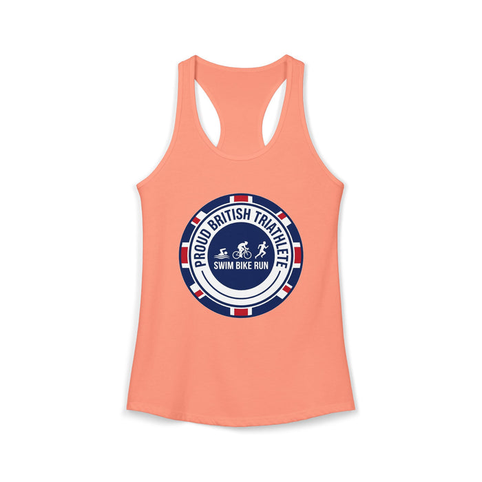 Proud British Triathlete Women's Racerback Tank — Swim Bike Run Brit