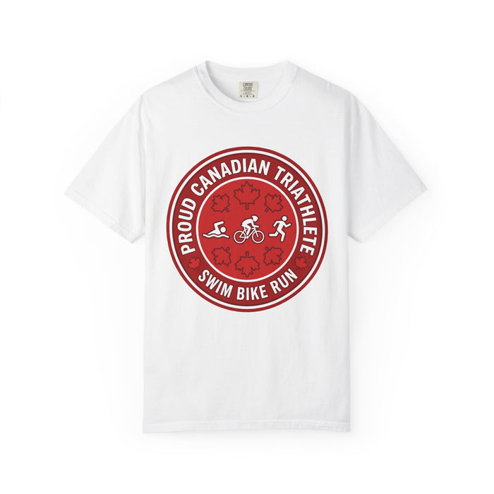 Proud Canadian Triathlete Bella+Canvas Unisex Tee — Swim Bike Run Ca