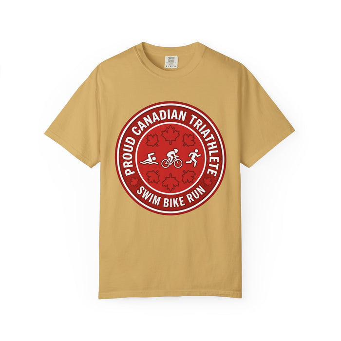 Proud Canadian Triathlete Bella+Canvas Unisex Tee — Swim Bike Run Ca
