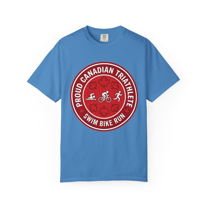 Proud Canadian Triathlete Bella+Canvas Unisex Tee — Swim Bike Run Ca