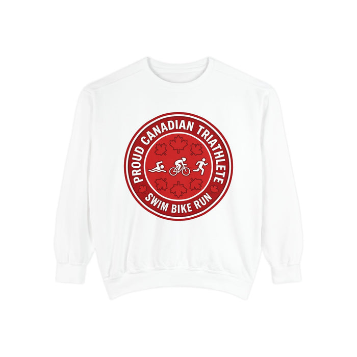 Proud Canadian Triathlete Crewneck Sweatshirt — Swim Bike Run Canadi