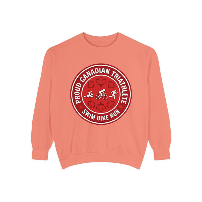 Proud Canadian Triathlete Crewneck Sweatshirt — Swim Bike Run Canadi