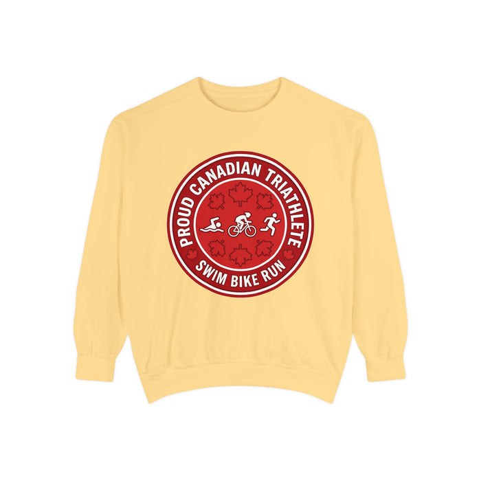 Proud Canadian Triathlete Crewneck Sweatshirt — Swim Bike Run Canadi