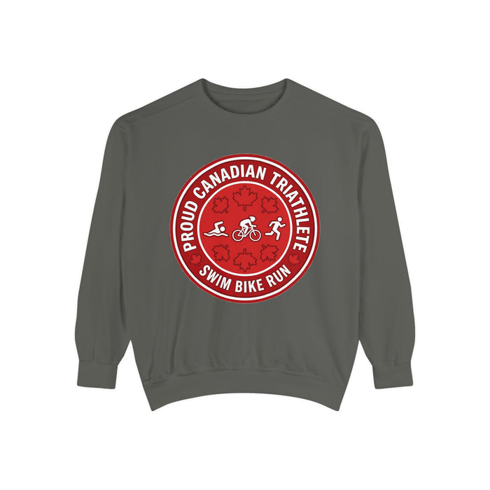 Proud Canadian Triathlete Crewneck Sweatshirt — Swim Bike Run Canadi