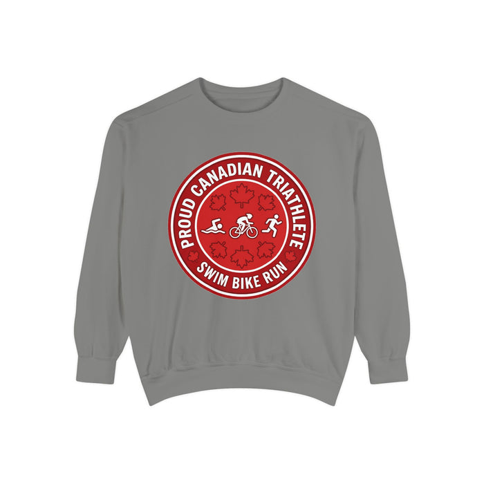 Proud Canadian Triathlete Crewneck Sweatshirt — Swim Bike Run Canadi