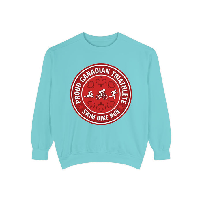 Proud Canadian Triathlete Crewneck Sweatshirt — Swim Bike Run Canadi