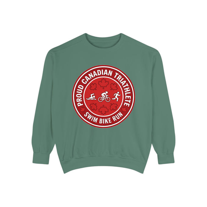 Proud Canadian Triathlete Crewneck Sweatshirt — Swim Bike Run Canadi