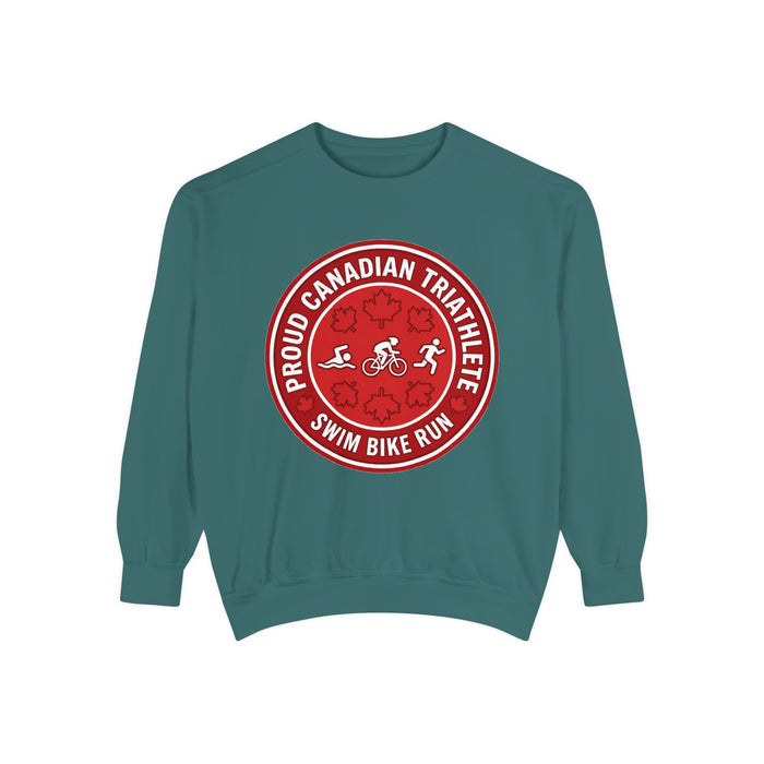 Proud Canadian Triathlete Crewneck Sweatshirt — Swim Bike Run Canadi