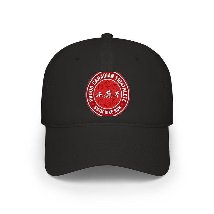 Proud Canadian Triathlete Low Profile Baseball Cap — Swim Bike Run C