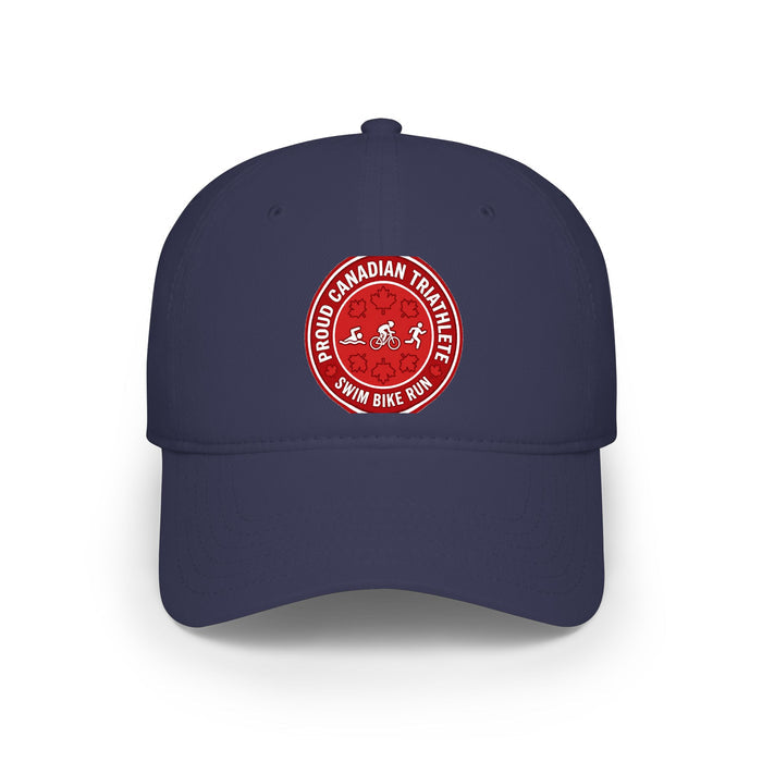 Proud Canadian Triathlete Low Profile Baseball Cap — Swim Bike Run C