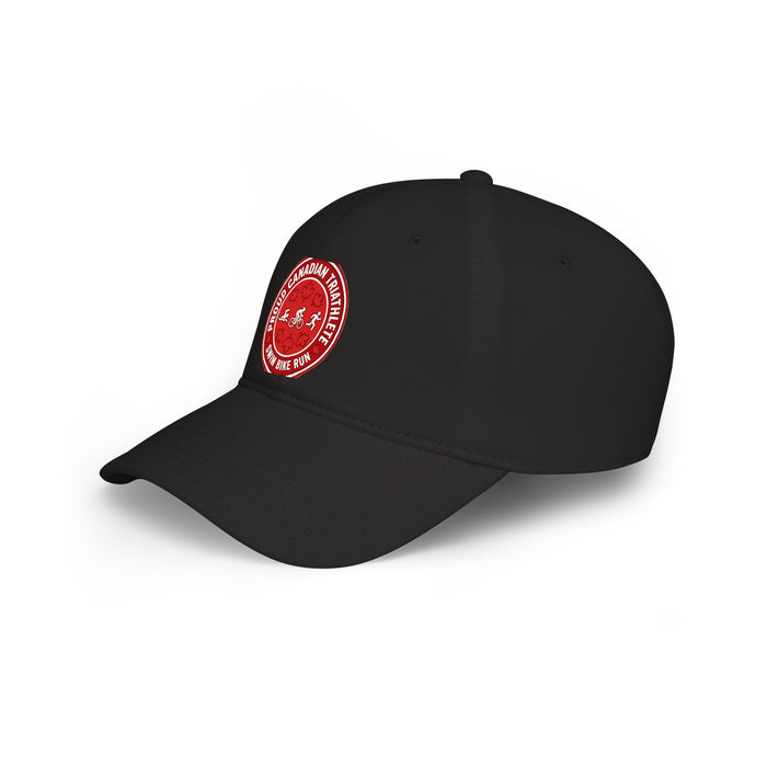 Proud Canadian Triathlete Low Profile Baseball Cap — Swim Bike Run C