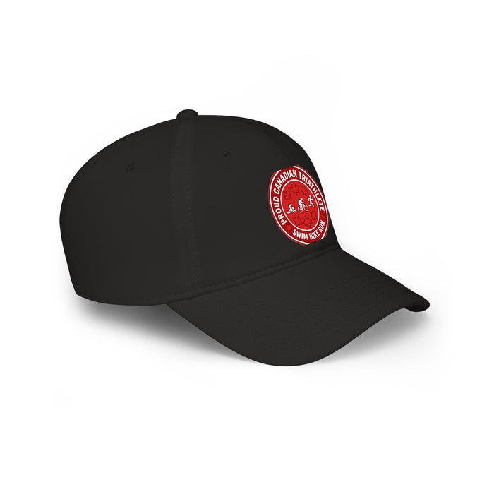 Proud Canadian Triathlete Low Profile Baseball Cap — Swim Bike Run C