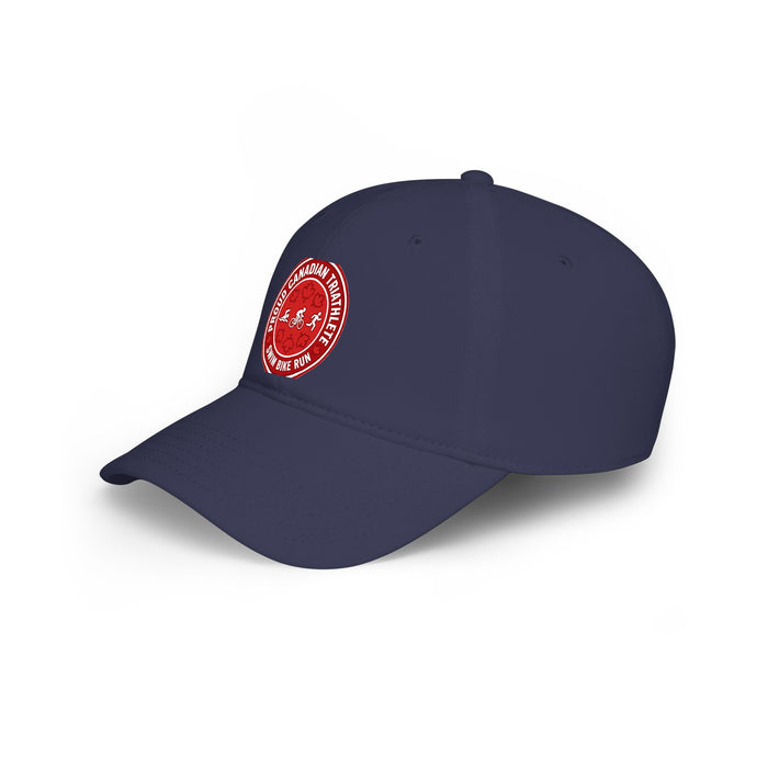 Proud Canadian Triathlete Low Profile Baseball Cap — Swim Bike Run C