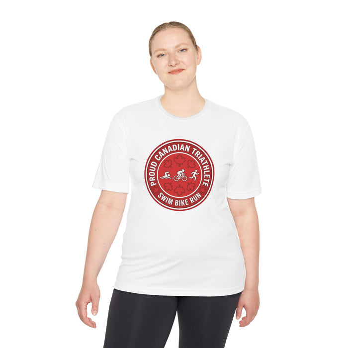 Proud Canadian Triathlete Moisture-Wicking Performance Tee — Swim Bi