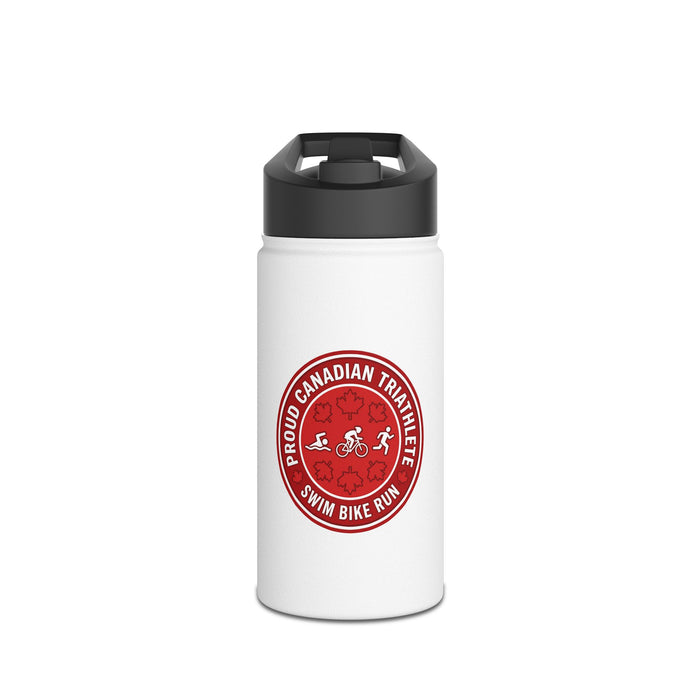 Proud Canadian Triathlete Stainless Steel Water Bottle — Swim Bike R