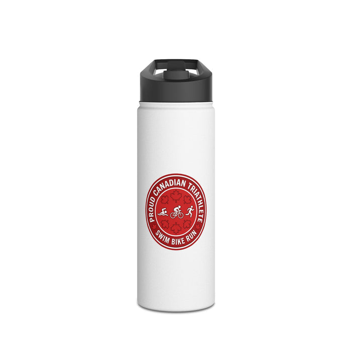 Proud Canadian Triathlete Stainless Steel Water Bottle — Swim Bike R