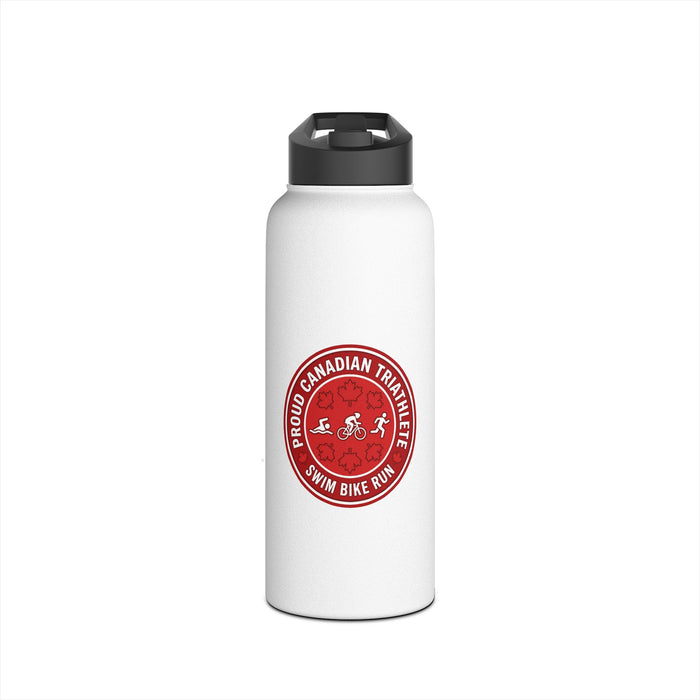 Proud Canadian Triathlete Stainless Steel Water Bottle — Swim Bike R