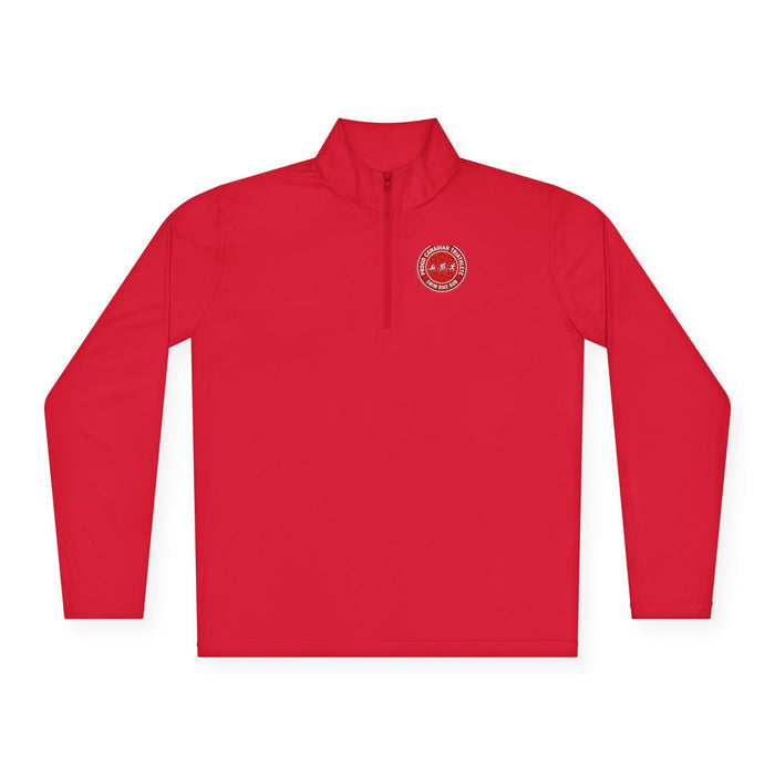 Proud Canadian Triathlete Unisex Quarter-Zip Pullover — Swim Bike Ru