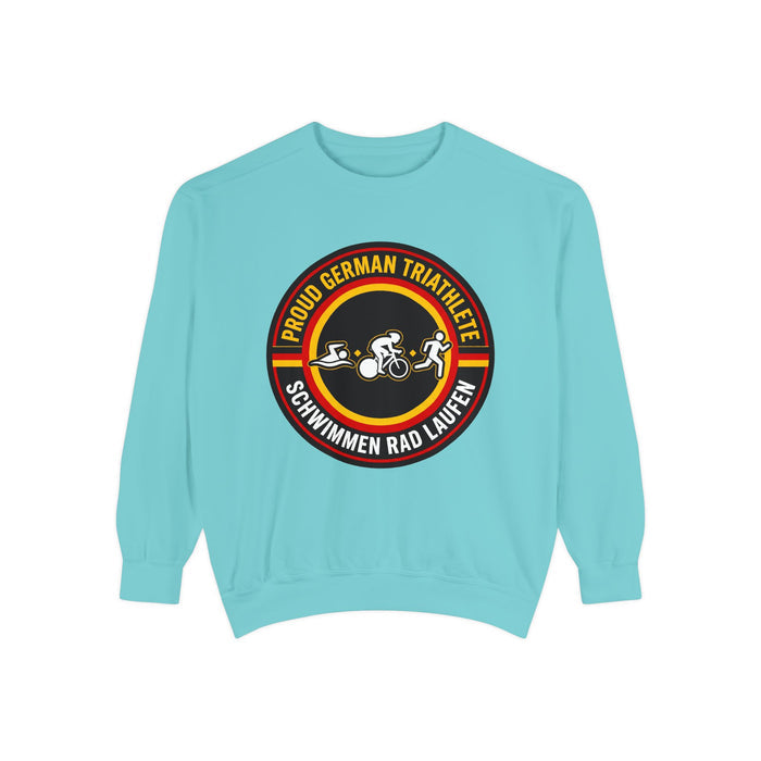 Proud German Triathlete Crewneck Sweatshirt — Swim Bike Run German T