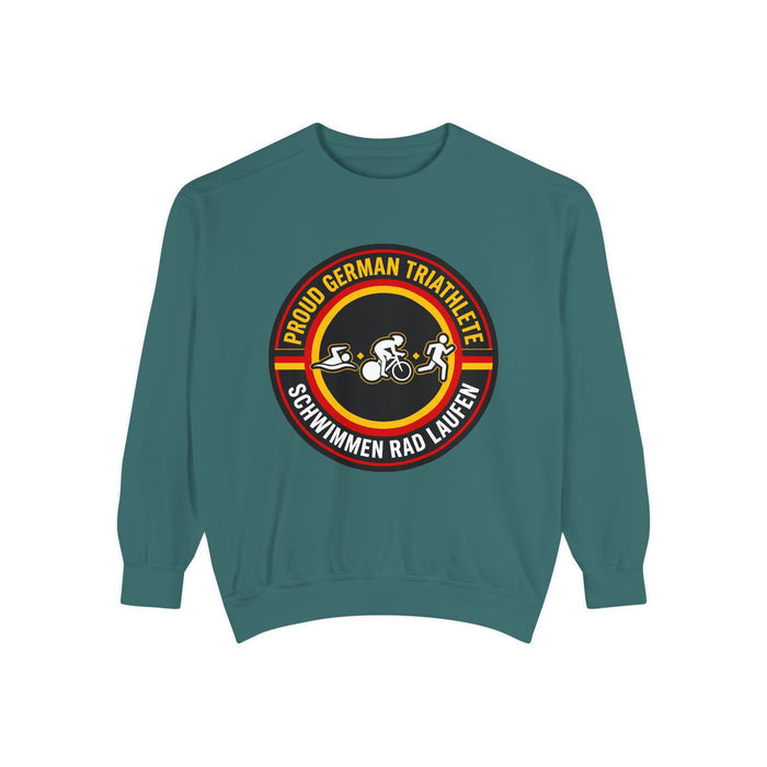Proud German Triathlete Crewneck Sweatshirt — Swim Bike Run German T