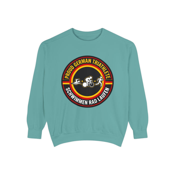 Proud German Triathlete Crewneck Sweatshirt — Swim Bike Run German T