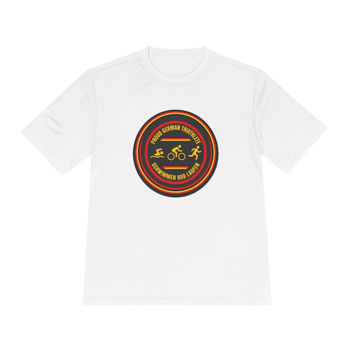 Proud German Triathlete Moisture-Wicking Performance Tee — Swim Bike