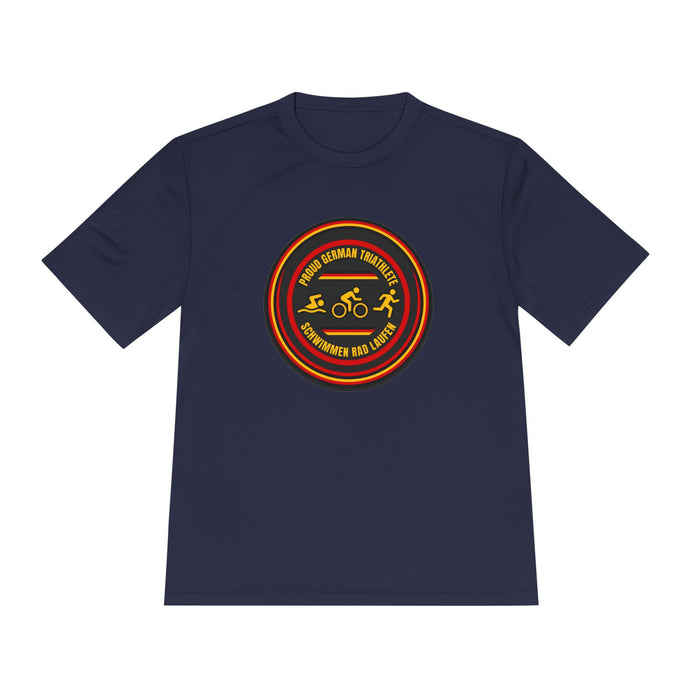 Proud German Triathlete Moisture-Wicking Performance Tee — Swim Bike