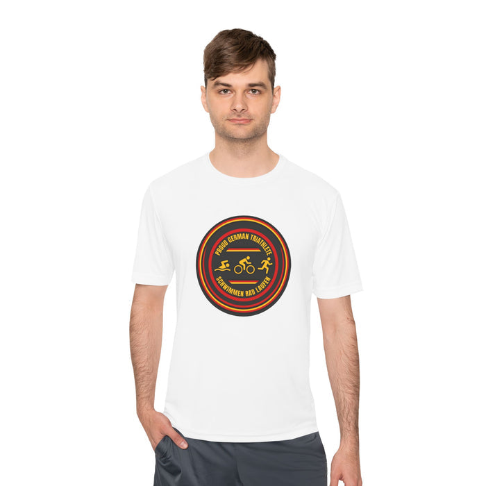 Proud German Triathlete Moisture-Wicking Performance Tee — Swim Bike